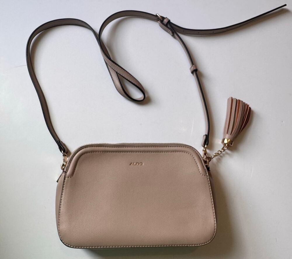 Aldo Agrelin Women's Crossbody Bag Dark Beige Tassel 3 Pocket